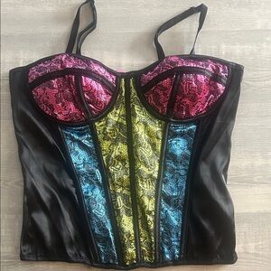 Adult 80’s Neon Costume Corset, (one size fits most)